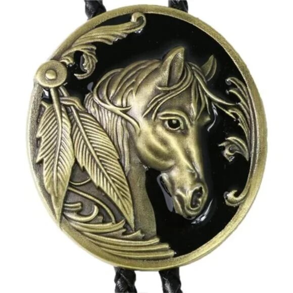 Bolo Tie Leather Braided Cowboy  Vintage Bolo Tie for Men - Picture 3 of 6